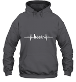 Womens Beer Heartbeat ECG Beer Drinker Gift V Neck T Shirt Hoodie
