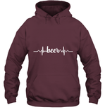 Womens Beer Heartbeat ECG Beer Drinker Gift V Neck T Shirt Hoodie