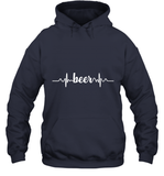 Womens Beer Heartbeat ECG Beer Drinker Gift V Neck T Shirt Hoodie
