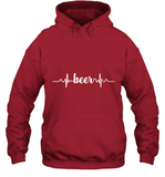 Womens Beer Heartbeat ECG Beer Drinker Gift V Neck T Shirt Hoodie