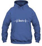 Womens Beer Heartbeat ECG Beer Drinker Gift V Neck T Shirt Hoodie