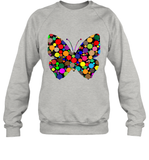 Womens Colourful Butterfly International dot day V Neck T Shirt Sweatshirt