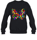 Womens Colourful Butterfly International dot day V Neck T Shirt Sweatshirt