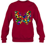 Womens Colourful Butterfly International dot day V Neck T Shirt Sweatshirt