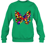 Womens Colourful Butterfly International dot day V Neck T Shirt Sweatshirt