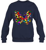 Womens Colourful Butterfly International dot day V Neck T Shirt Sweatshirt