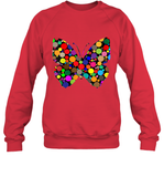 Womens Colourful Butterfly International dot day V Neck T Shirt Sweatshirt
