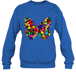 Womens Colourful Butterfly International dot day V Neck T Shirt Sweatshirt
