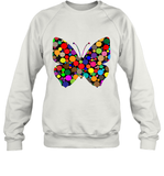 Womens Colourful Butterfly International dot day V Neck T Shirt Sweatshirt