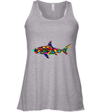 Womens Colourful Shark International dot day V Neck T Shirt Racerback Tank