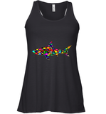 Womens Colourful Shark International dot day V Neck T Shirt Racerback Tank