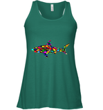 Womens Colourful Shark International dot day V Neck T Shirt Racerback Tank