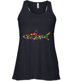 Womens Colourful Shark International dot day V Neck T Shirt Racerback Tank