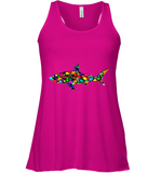 Womens Colourful Shark International dot day V Neck T Shirt Racerback Tank