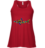 Womens Colourful Shark International dot day V Neck T Shirt Racerback Tank