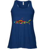 Womens Colourful Shark International dot day V Neck T Shirt Racerback Tank