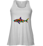 Womens Colourful Shark International dot day V Neck T Shirt Racerback Tank
