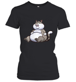 Womens Fat Cat Funny Chubby Cat  International Cat Day V Neck T Shirt Women's T-Shirt