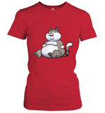 Womens Fat Cat Funny Chubby Cat  International Cat Day V Neck T Shirt Women's T-Shirt