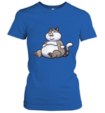 Womens Fat Cat Funny Chubby Cat  International Cat Day V Neck T Shirt Women's T-Shirt