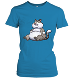 Womens Fat Cat Funny Chubby Cat  International Cat Day V Neck T Shirt Women's T-Shirt