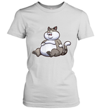 Womens Fat Cat Funny Chubby Cat  International Cat Day V Neck T Shirt Women's T-Shirt