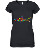 Womens Colourful Shark International dot day V Neck T Shirt Women's V-Neck T-Shirt