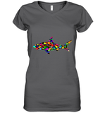 Womens Colourful Shark International dot day V Neck T Shirt Women's V-Neck T-Shirt
