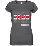 Womens England Flag Football Supporter Sports Gifts V Neck T Shirt Women's V-Neck T-Shirt