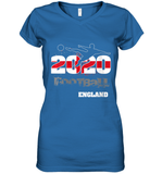 Womens England Flag Football Supporter Sports Gifts V Neck T Shirt Women's V-Neck T-Shirt