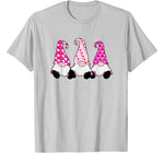3 Pink Valentine Gnomes Cute Elves Hearts Love Nordic Gnomes T-Shirt