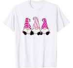 3 Pink Valentine Gnomes Cute Elves Hearts Love Nordic Gnomes T-Shirt