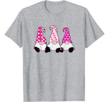 3 Pink Valentine Gnomes Cute Elves Hearts Love Nordic Gnomes T-Shirt