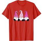 3 Pink Valentine Gnomes Cute Elves Hearts Love Nordic Gnomes T-Shirt