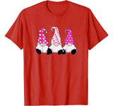 3 Pink Valentine Gnomes Cute Elves Hearts Love Nordic Gnomes T-Shirt