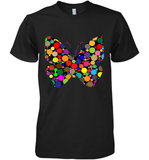 Womens Colourful Butterfly International dot day V Neck T Shirt Premium Men's T-Shirt