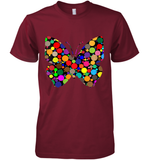 Womens Colourful Butterfly International dot day V Neck T Shirt Premium Men's T-Shirt