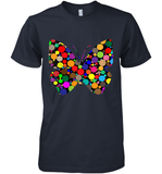 Womens Colourful Butterfly International dot day V Neck T Shirt Premium Men's T-Shirt