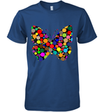 Womens Colourful Butterfly International dot day V Neck T Shirt Premium Men's T-Shirt
