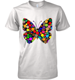 Womens Colourful Butterfly International dot day V Neck T Shirt Premium Men's T-Shirt