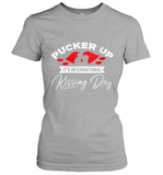 Womens Funny, International Kissing Day, Pucker UP it's V Neck T Shirt Women's T-Shirt