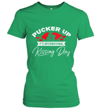 Womens Funny, International Kissing Day, Pucker UP it's V Neck T Shirt Women's T-Shirt