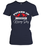 Womens Funny, International Kissing Day, Pucker UP it's V Neck T Shirt Women's T-Shirt