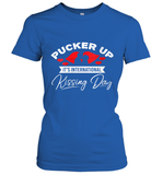 Womens Funny, International Kissing Day, Pucker UP it's V Neck T Shirt Women's T-Shirt