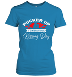 Womens Funny, International Kissing Day, Pucker UP it's V Neck T Shirt Women's T-Shirt