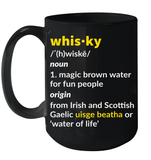 Whisky Definition Magic Brown Water for Fun People T Shirt Ceramic Mug 15oz