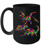 Womens Colourful Dinosaur International dot day V Neck T Shirt Ceramic Mug 15oz