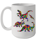 Womens Colourful Dinosaur International dot day V Neck T Shirt Ceramic Mug 15oz