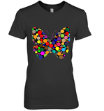 Womens Colourful Butterfly International dot day V Neck T Shirt Premium Women's T-Shirt
