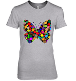 Womens Colourful Butterfly International dot day V Neck T Shirt Premium Women's T-Shirt